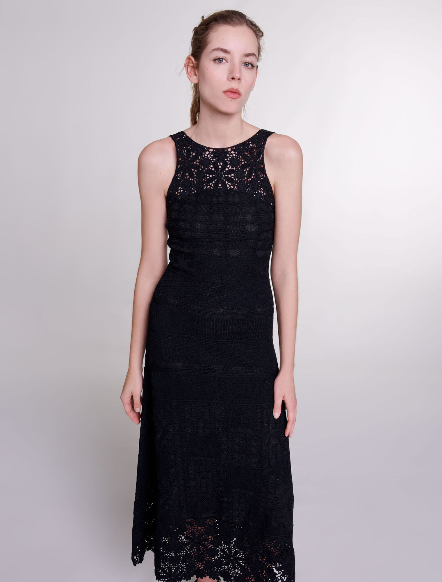 Crochet-knit maxi dress