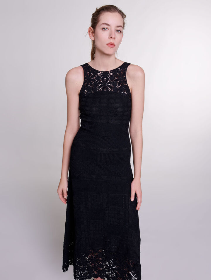 Crochet-knit maxi dress