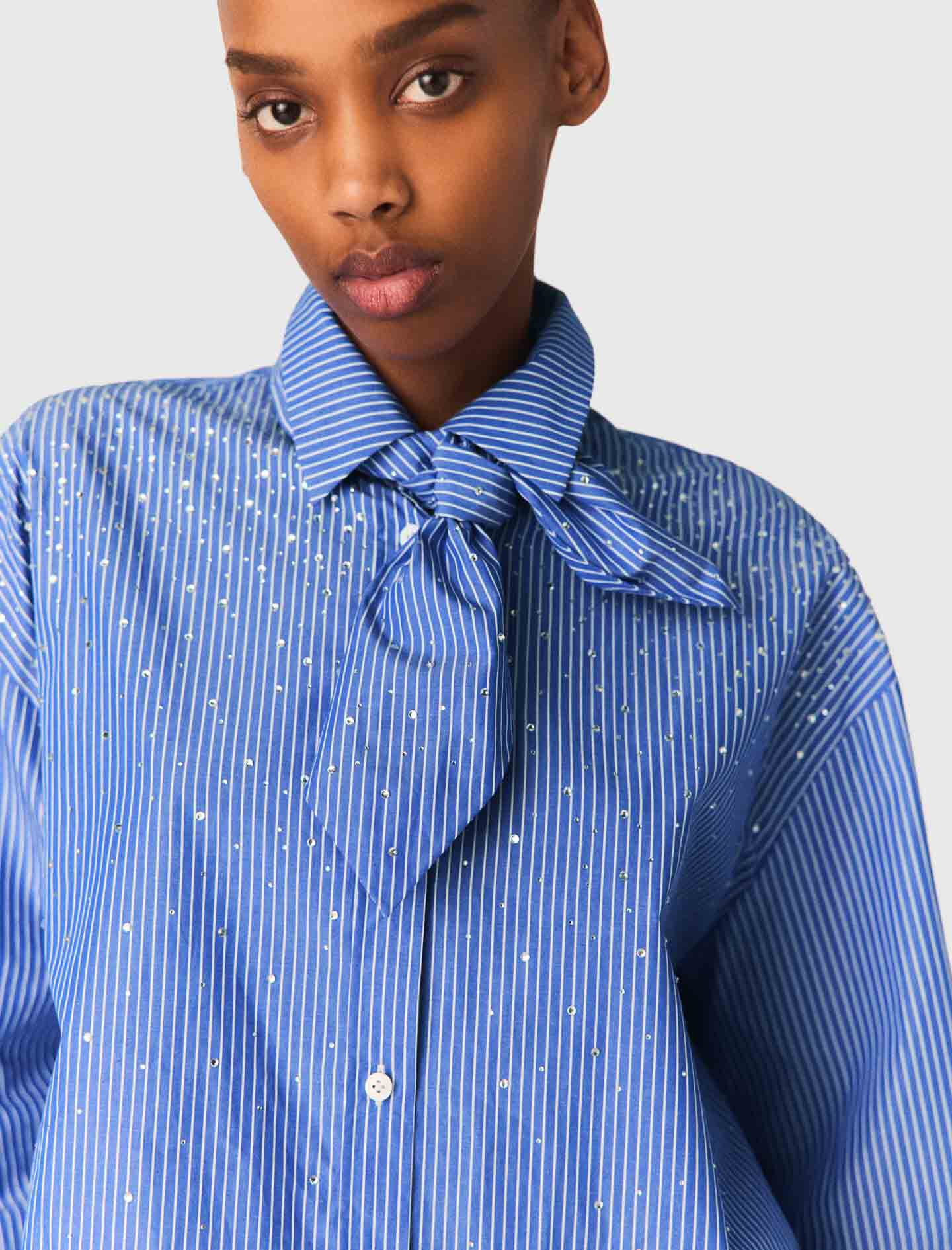 Shirt with removable handkerchief Blue For Women | Maje