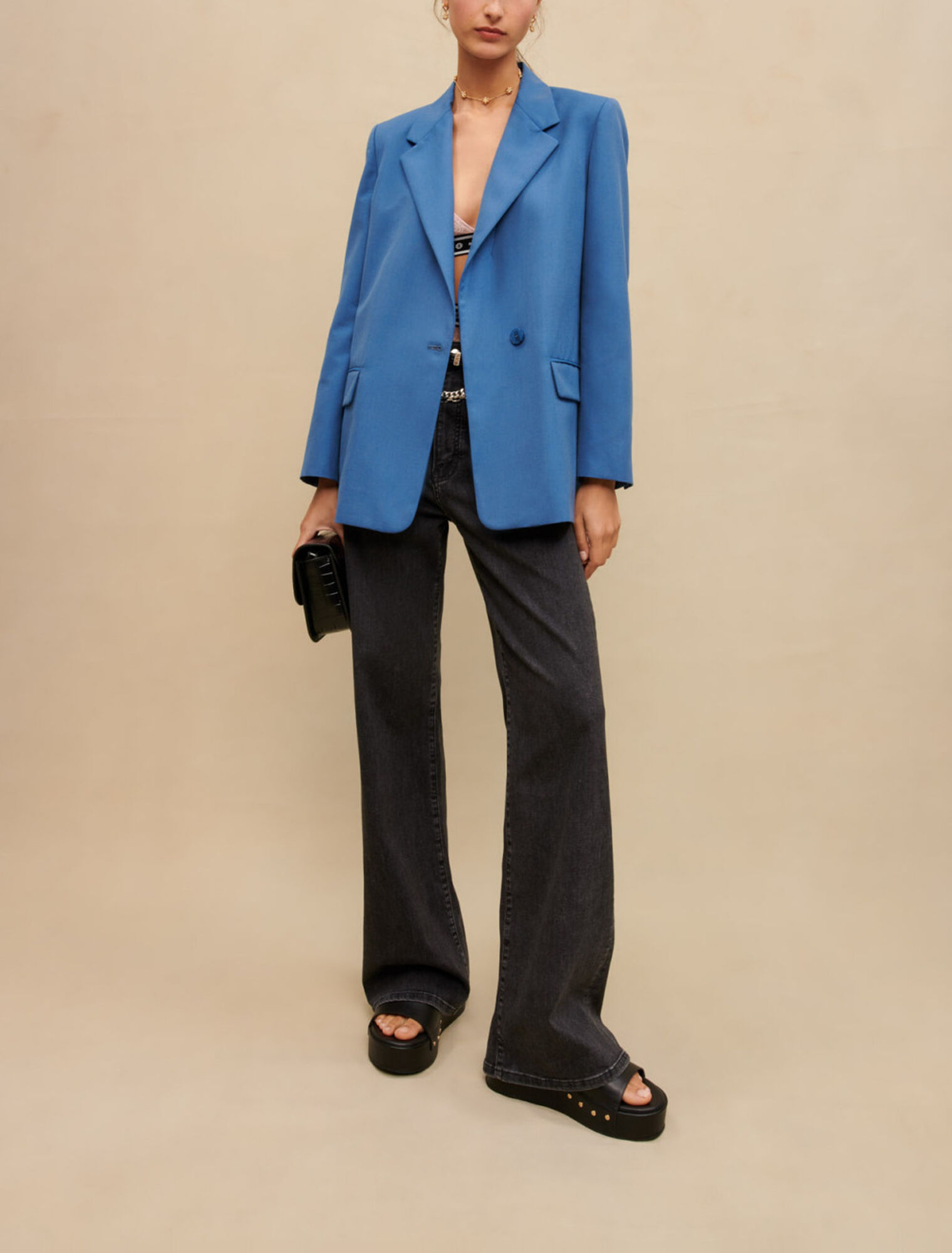 Blue straight tailored jacket
