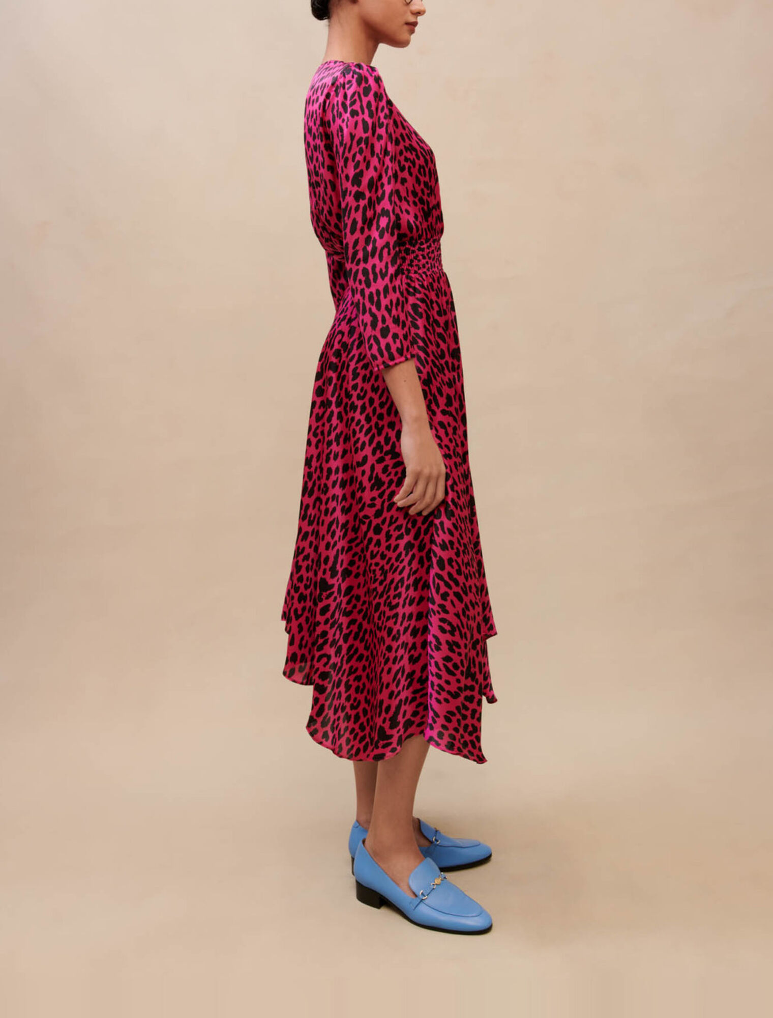 Asymmetrical leopard print dress