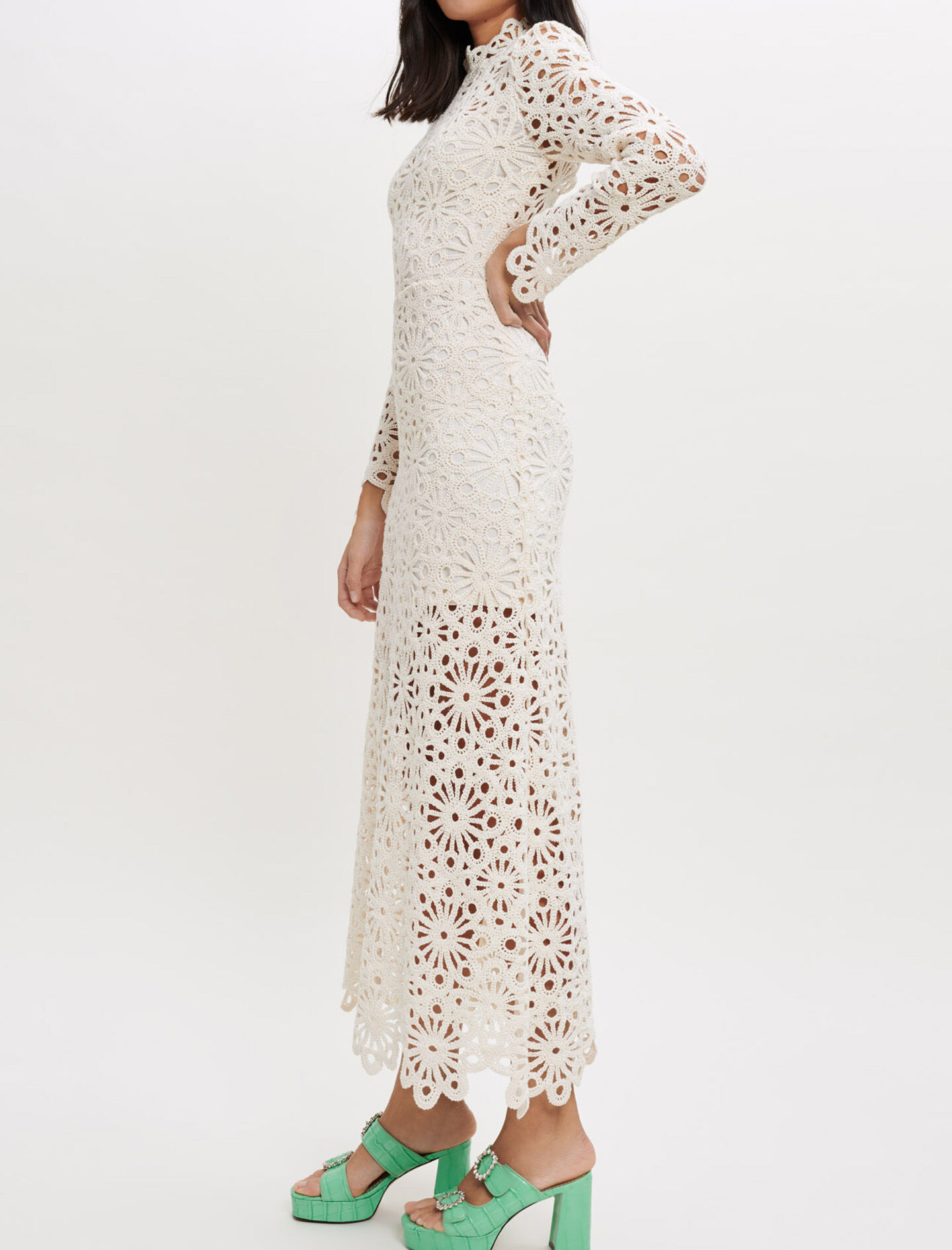 Crochet-style guipure dress