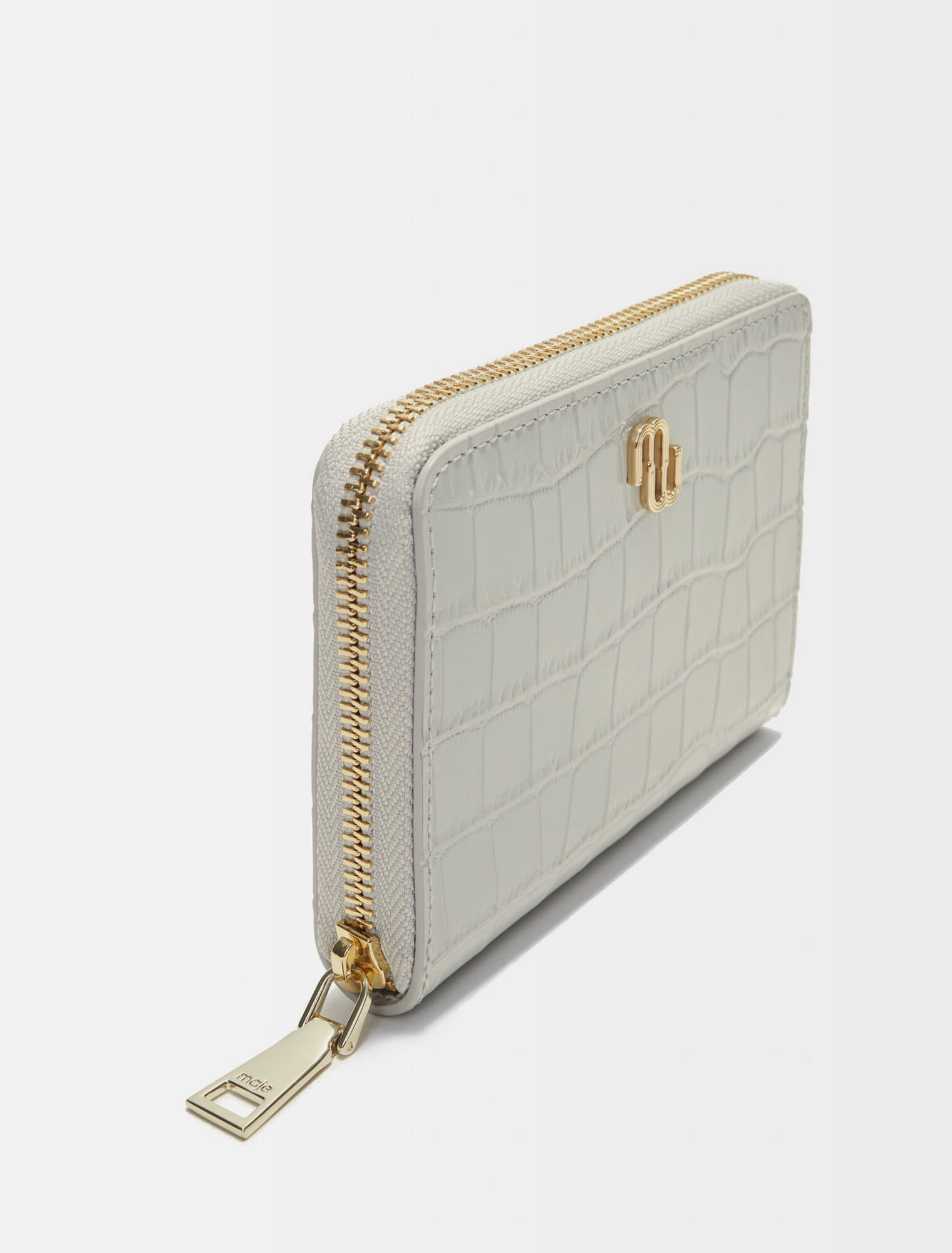 Croc-effect embossed leather wallet