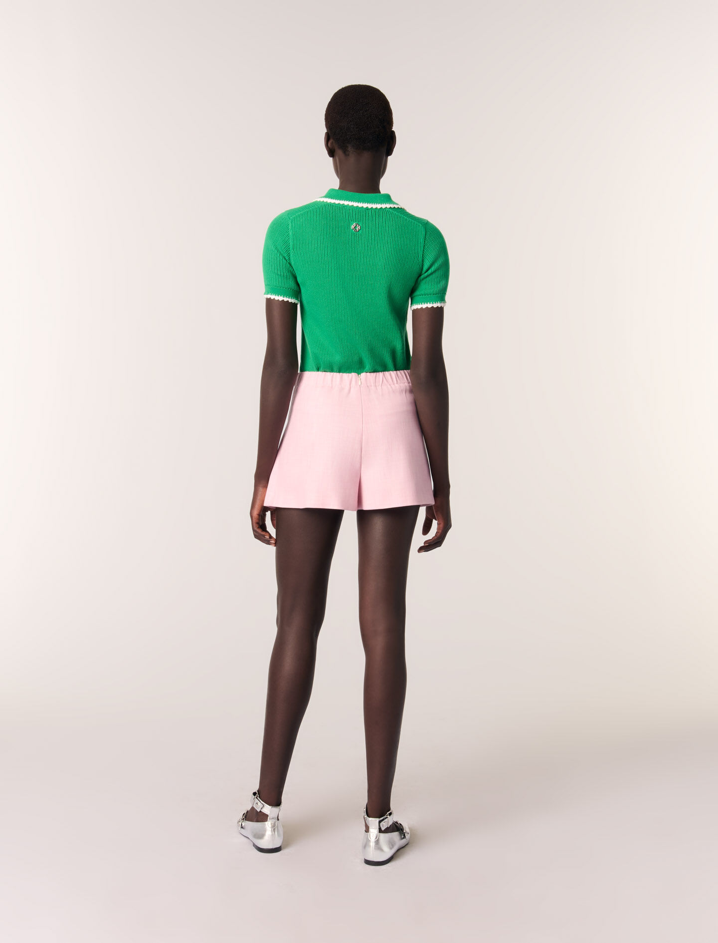 デパート 送料無料 Bicolor polo crochet knit Pointelle For Maje | Women メンズウェア