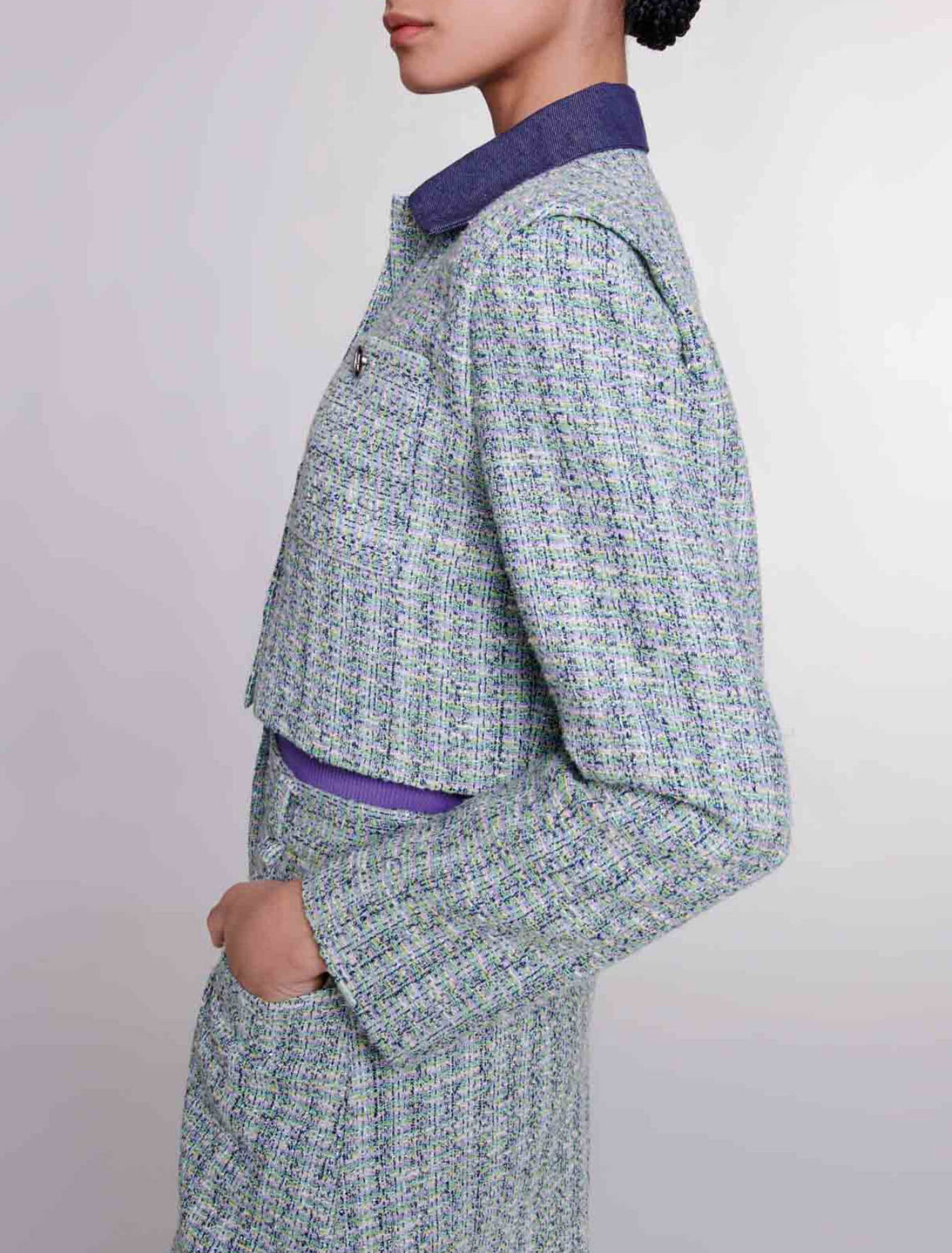 Contrast tweed cropped jacket