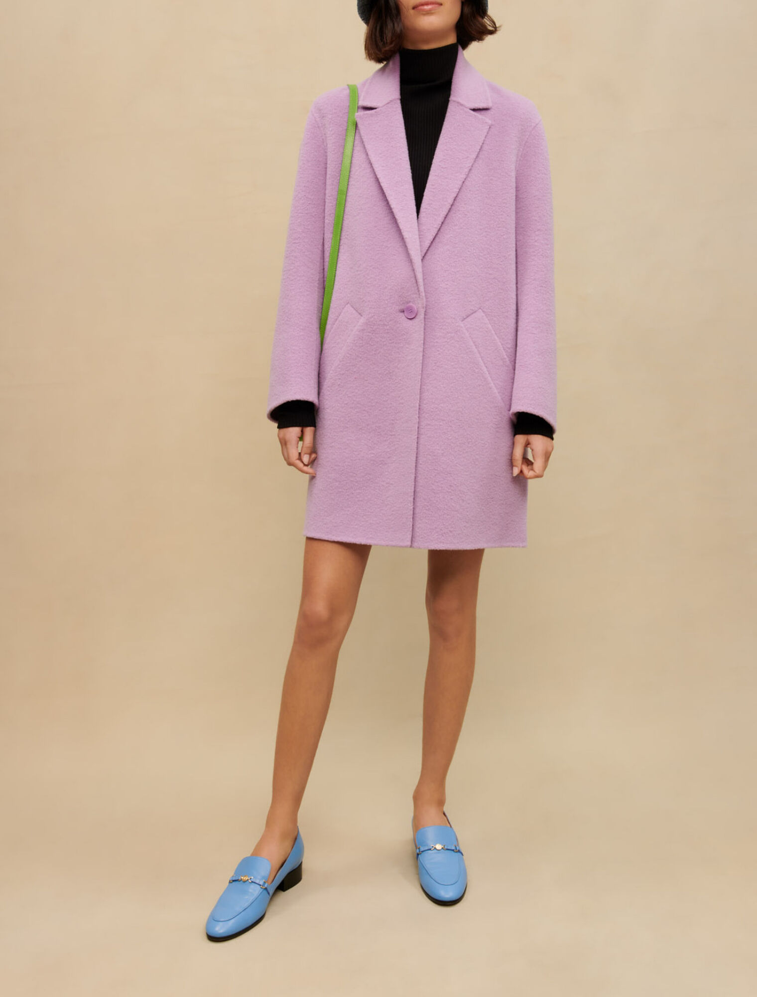 Mauve double-sided bouclé coat