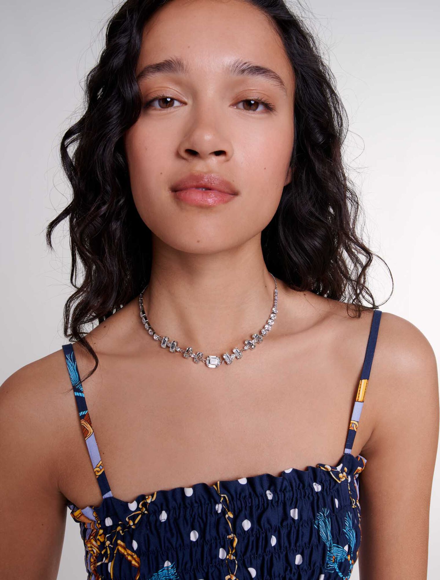 Gold rhinestone choker necklace