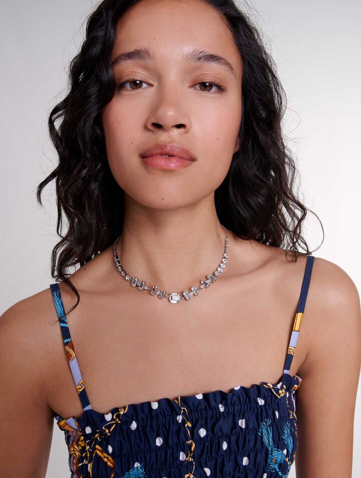 Gold rhinestone choker necklace