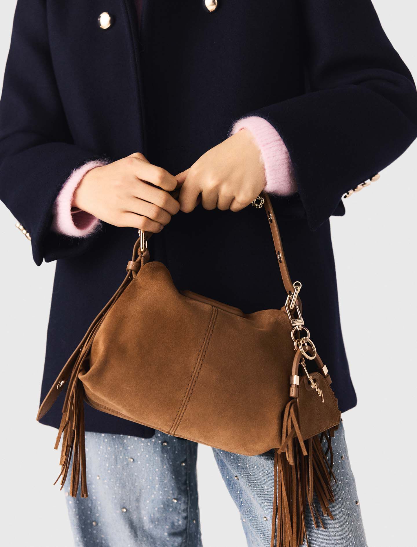 Miss M mini suede bag Brown For Women | Maje