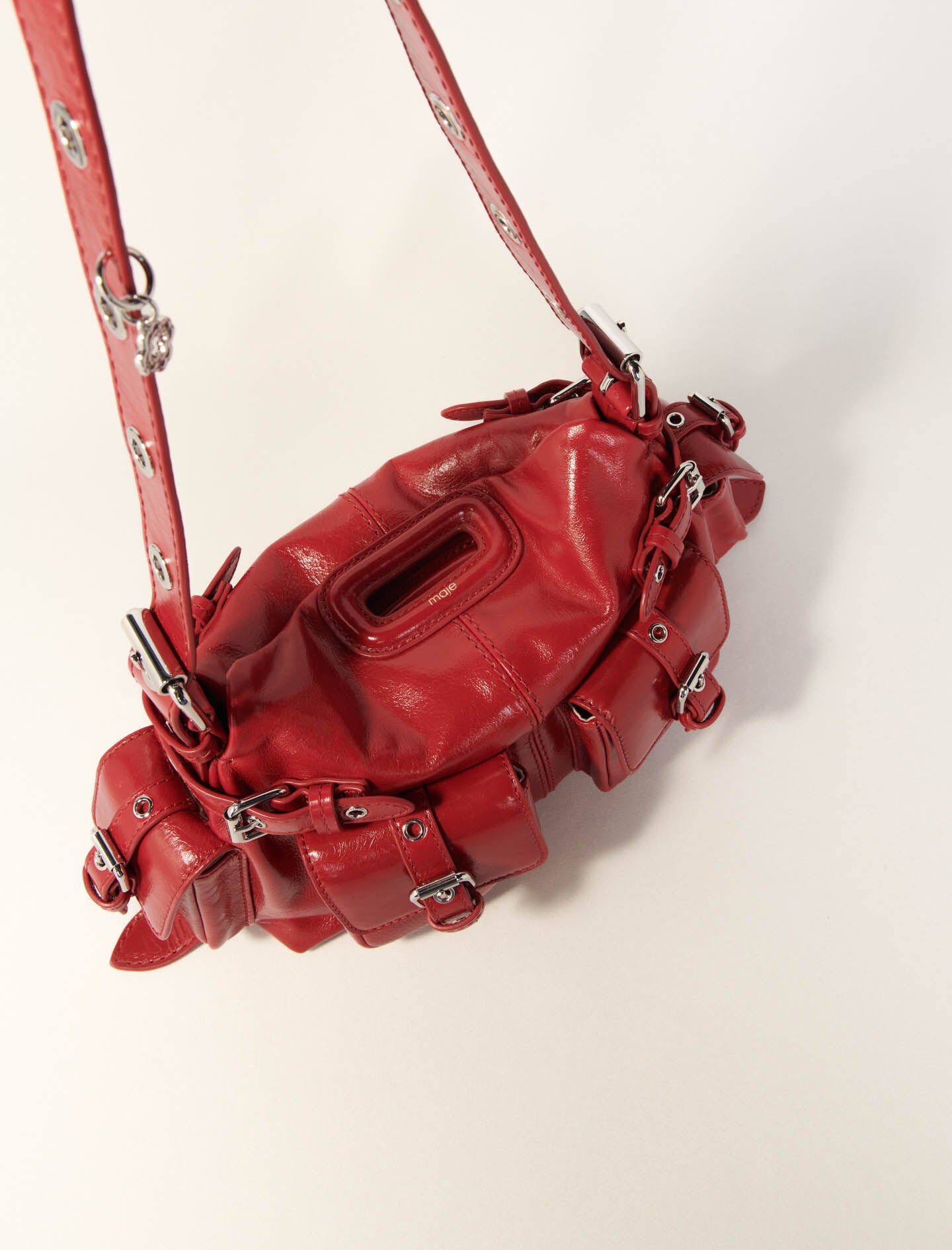 Miss M Mini cargo leather bag Red For Women | Maje