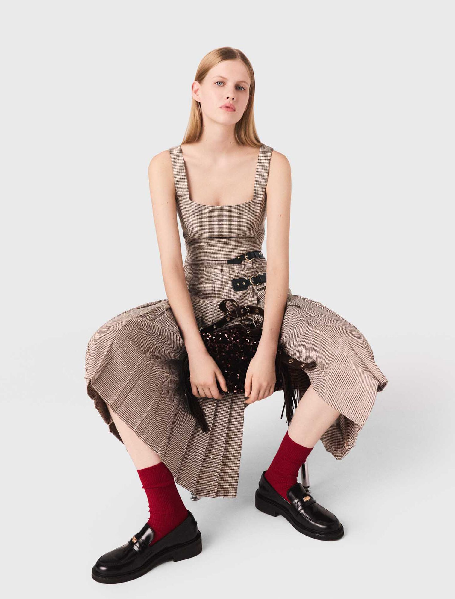 Checked diamanté strappy top Checked diamanté strappy top