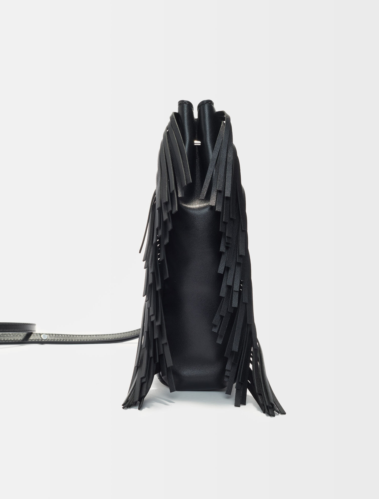 Quilted leather M bag with rhinestones