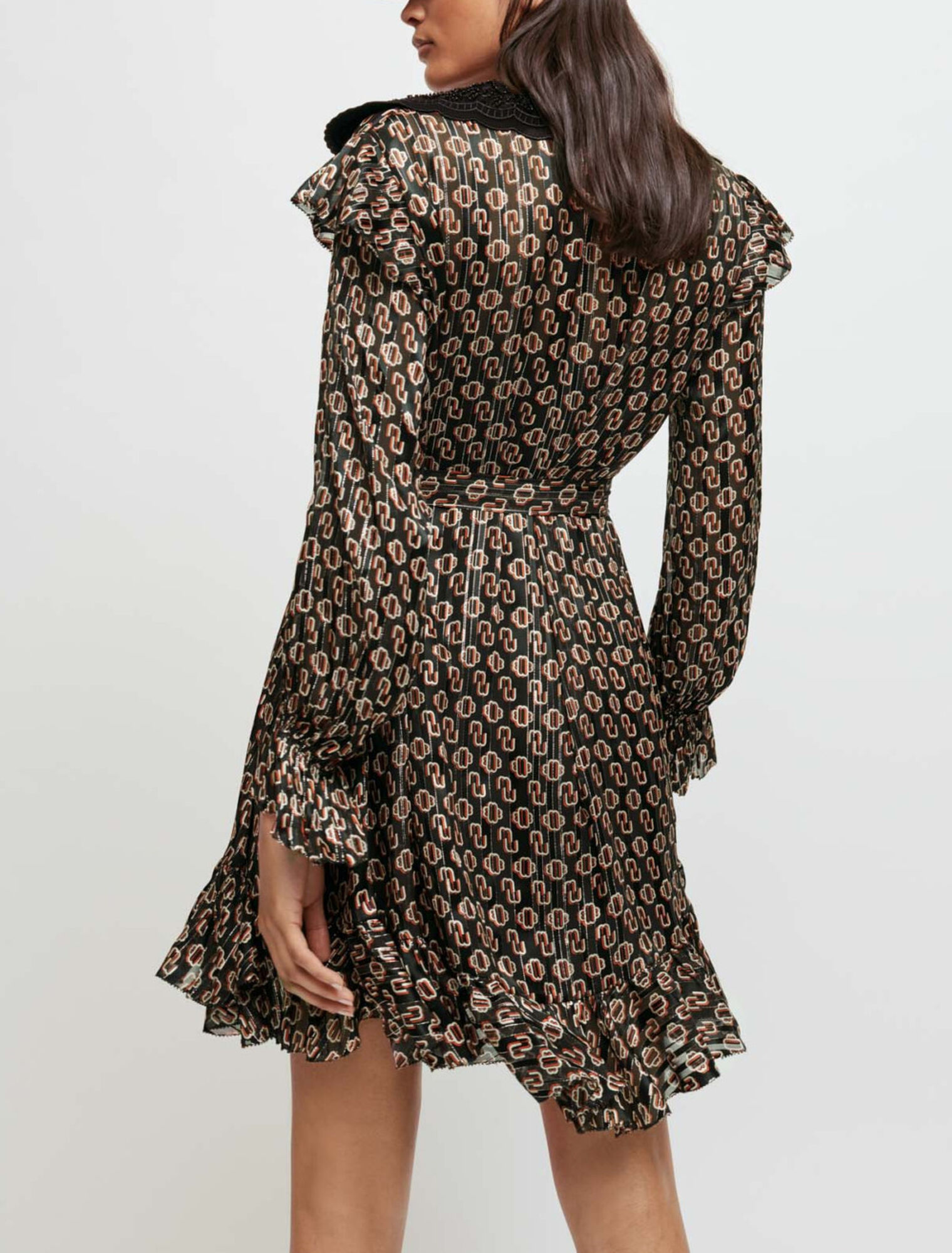 Printed lurex chiffon dress