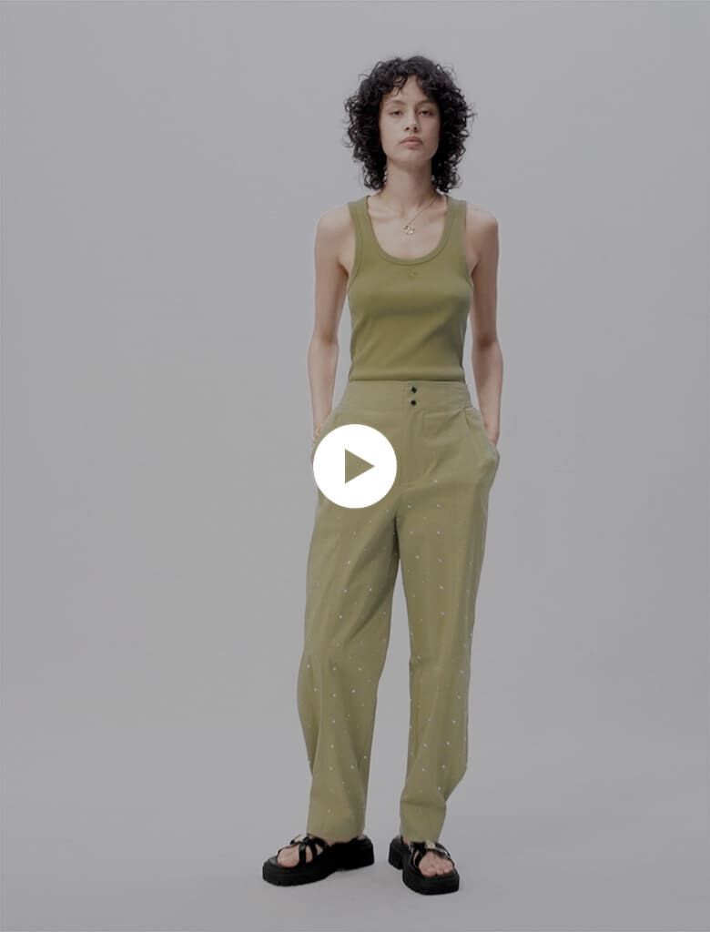 Studded baggy trousers Brown For Women | Maje