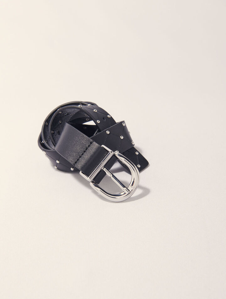Quilted leather belt