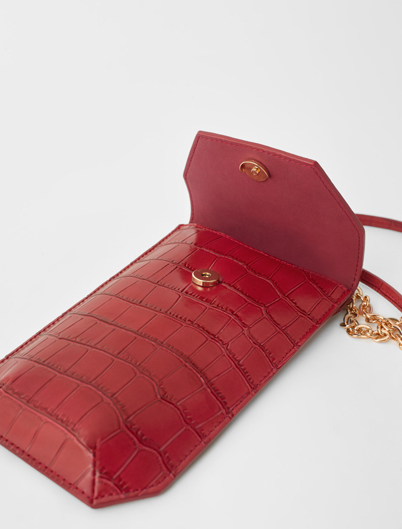 Croco embossed leather phone holder
