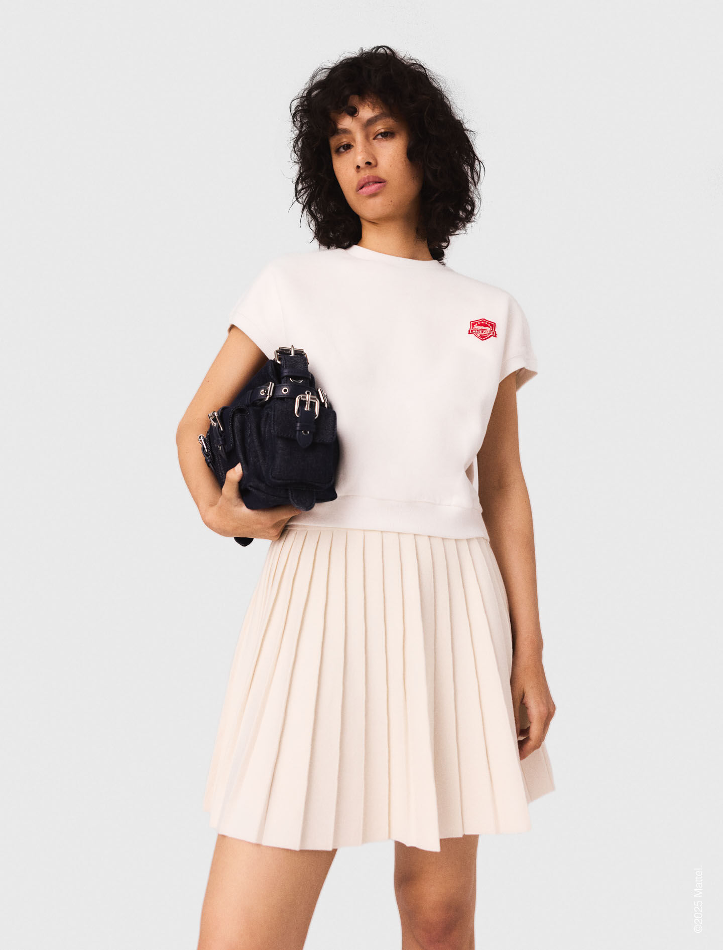 Embroidered fleece cropped sweatshirt White For Women | Maje