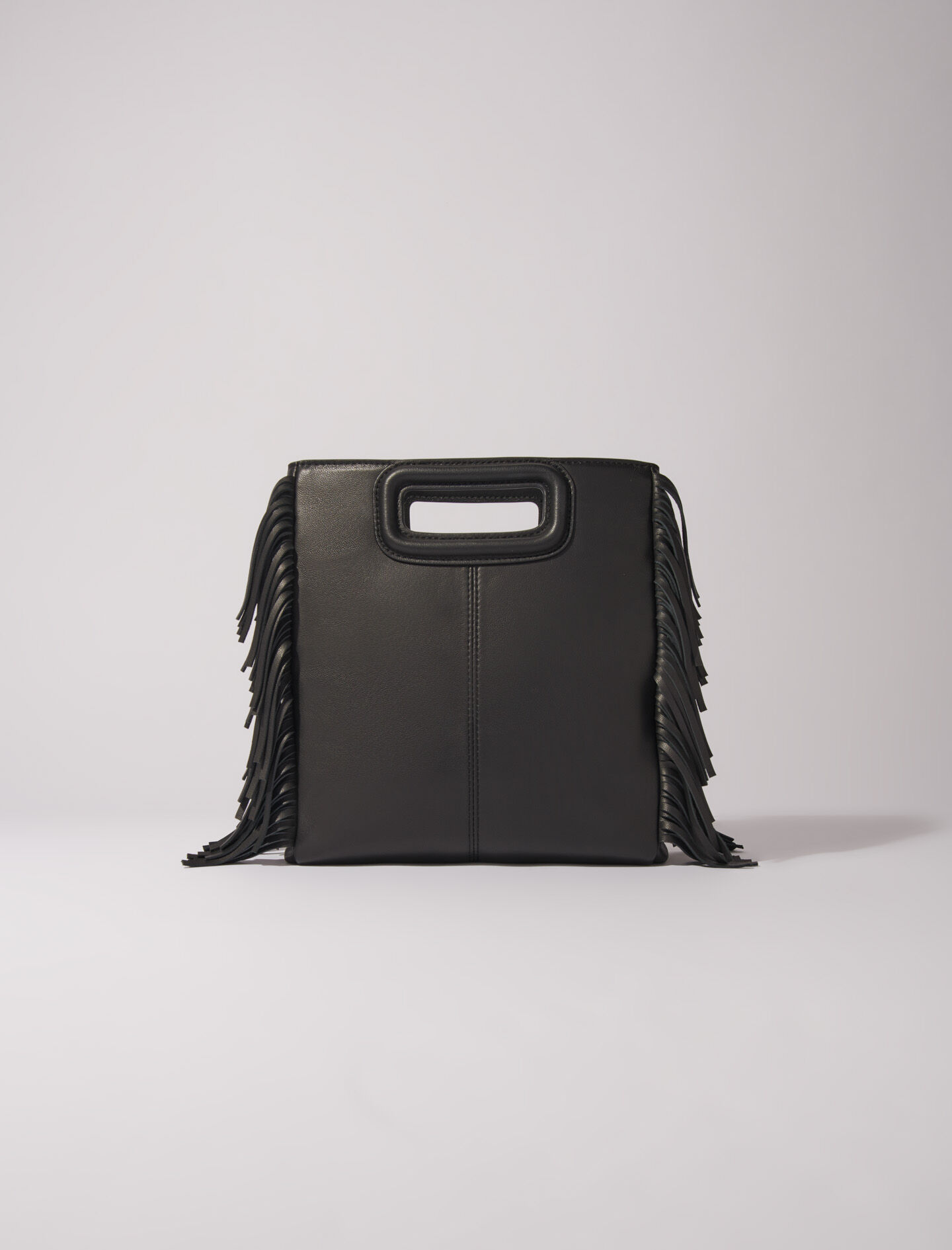 Maje M Fringe Leather Crossbody Bag Black