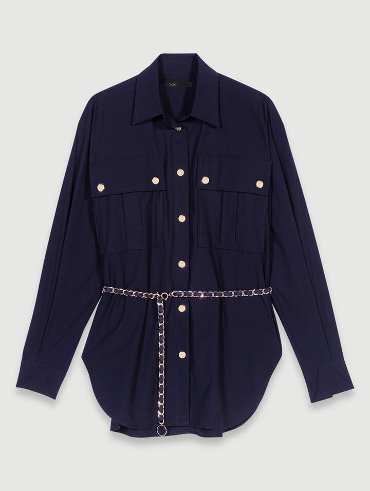 Belted long shirt 