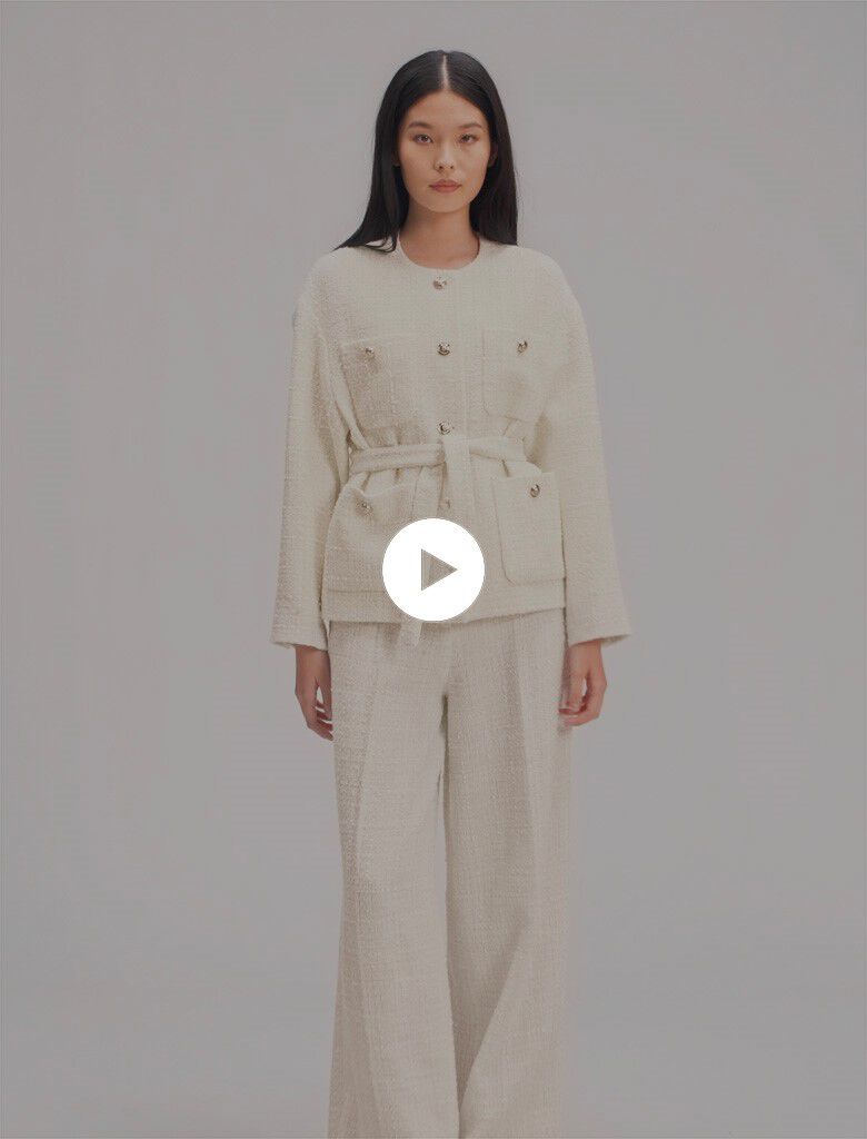 Belted tweed jacket White For Women | Maje