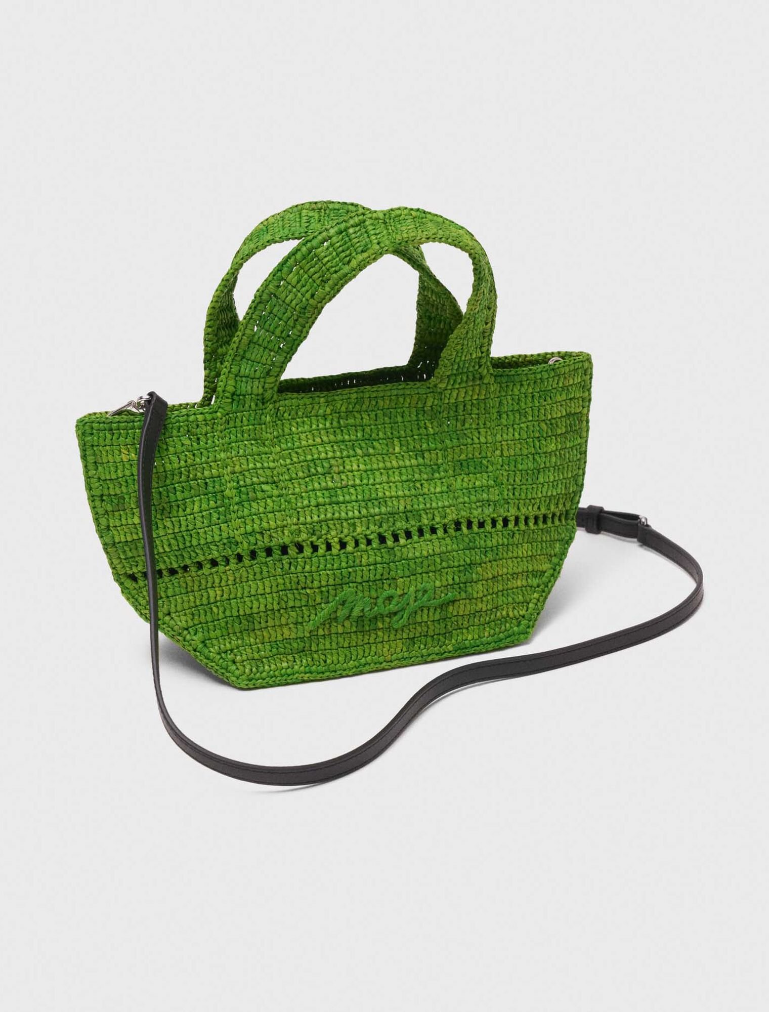Natural raffia mini tote