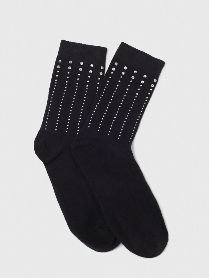 Rhinestone cotton socks