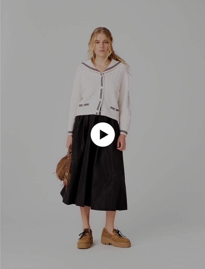 maxi skirt with contrast waistband Black / Gray For Women | Maje