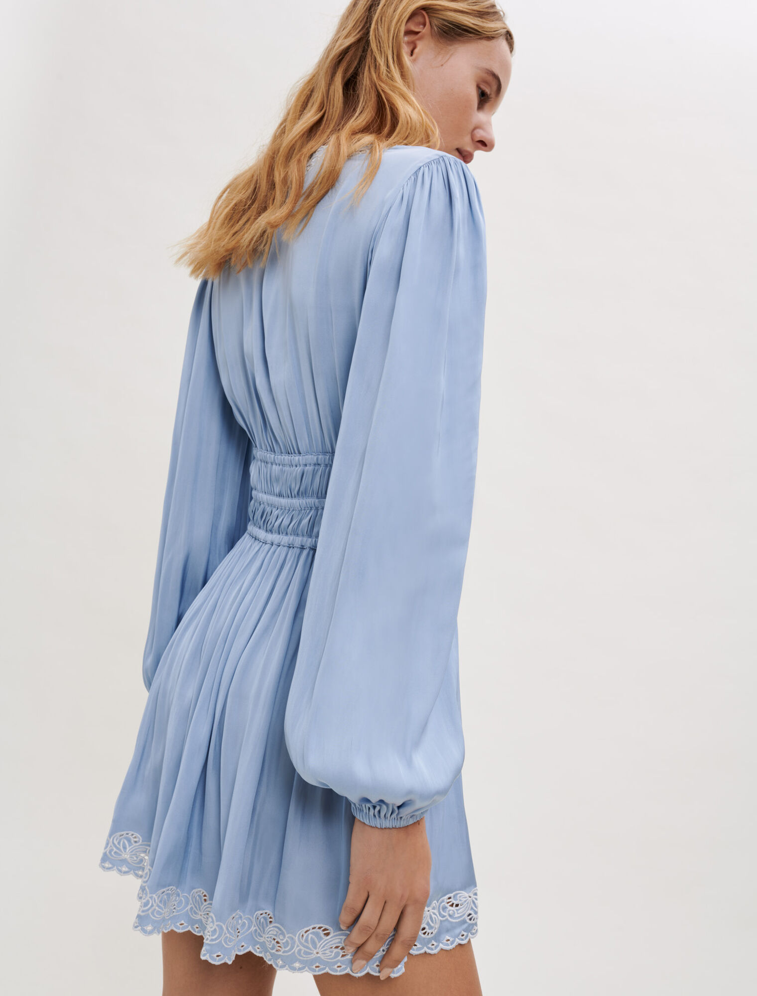 Embroidered satin dress 
