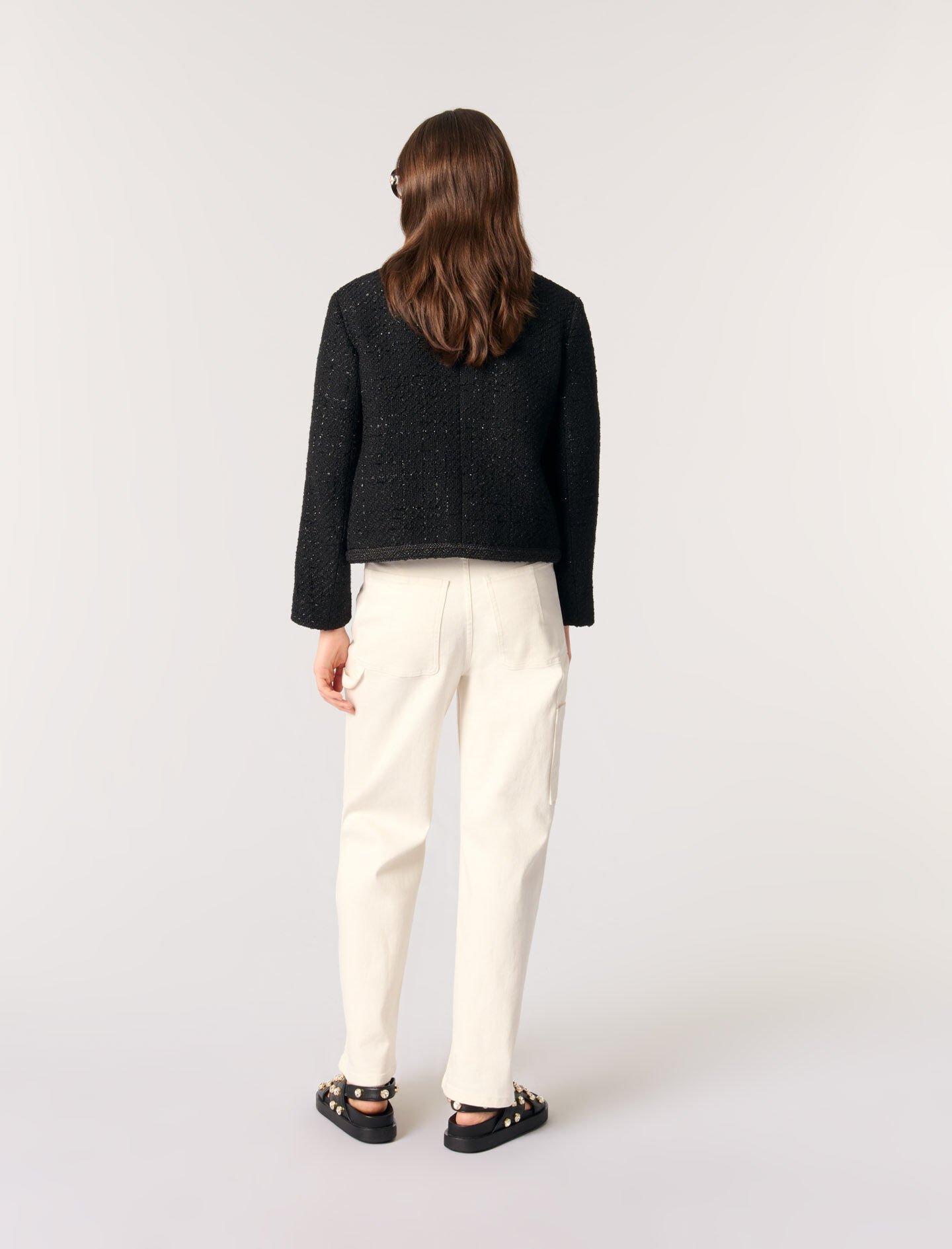 Short tweed jacket Black / Gray For Women | Maje