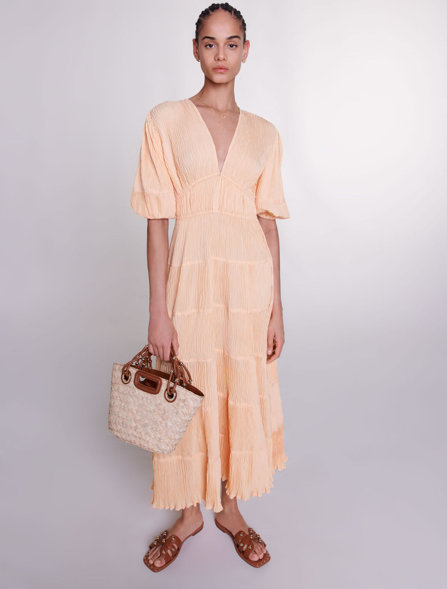 Pleated maxi dress