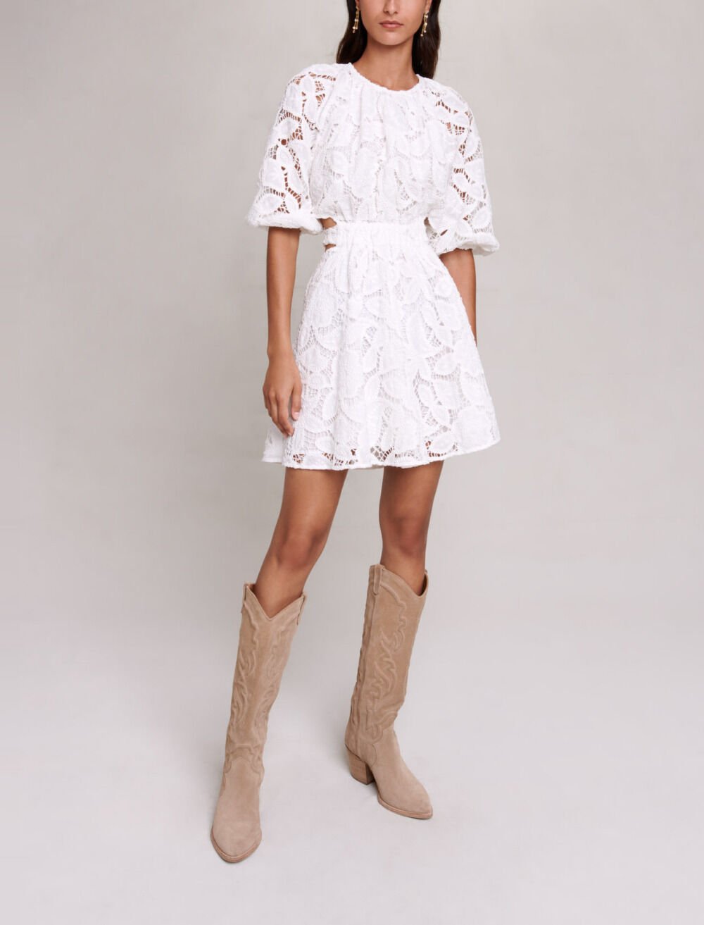 Embroidered cotton mini dress