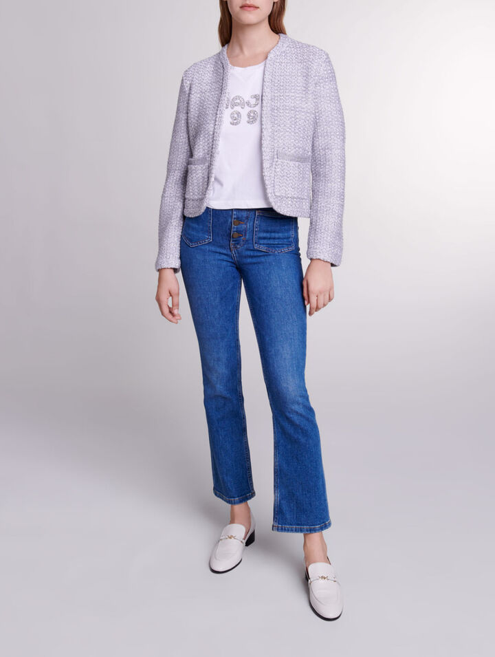 Tweed-look knit cardigan