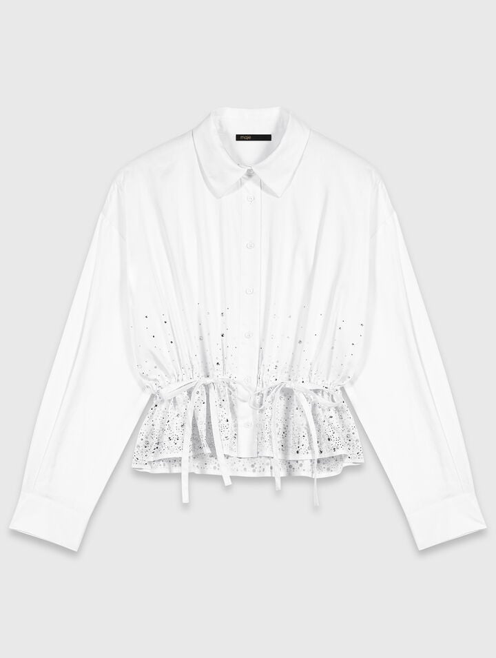 Cotton shirt with rhinestones