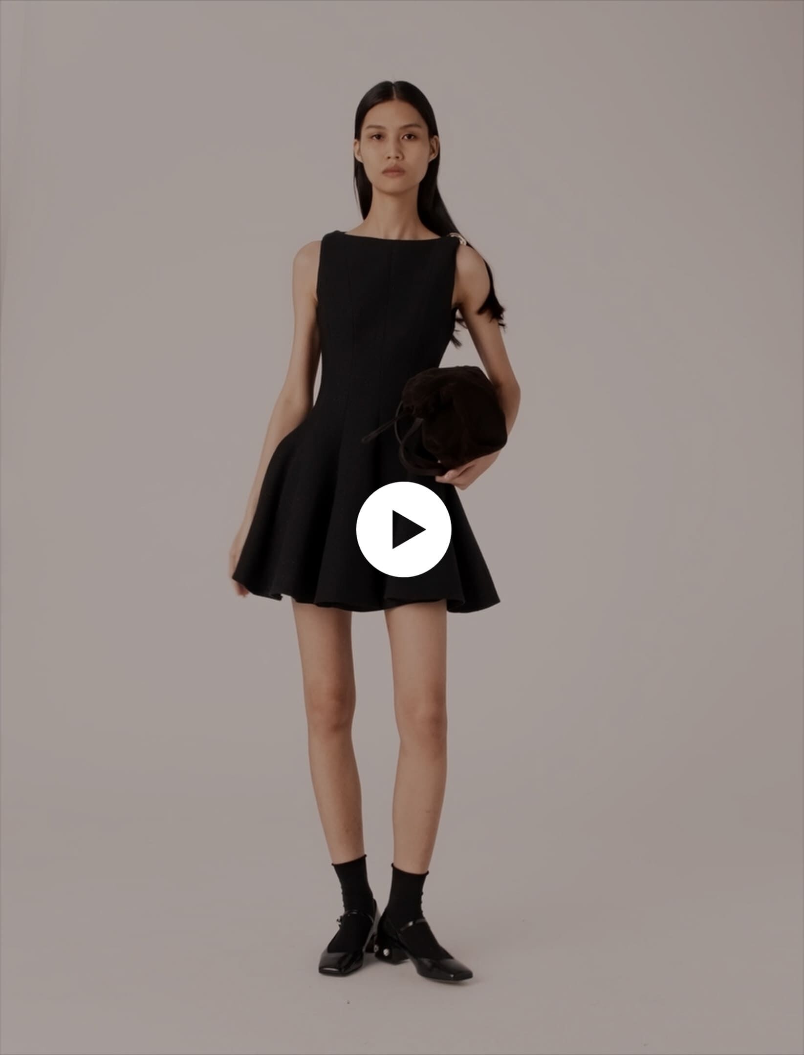 Mini flared tweed dress Black / Gray For Women | Maje