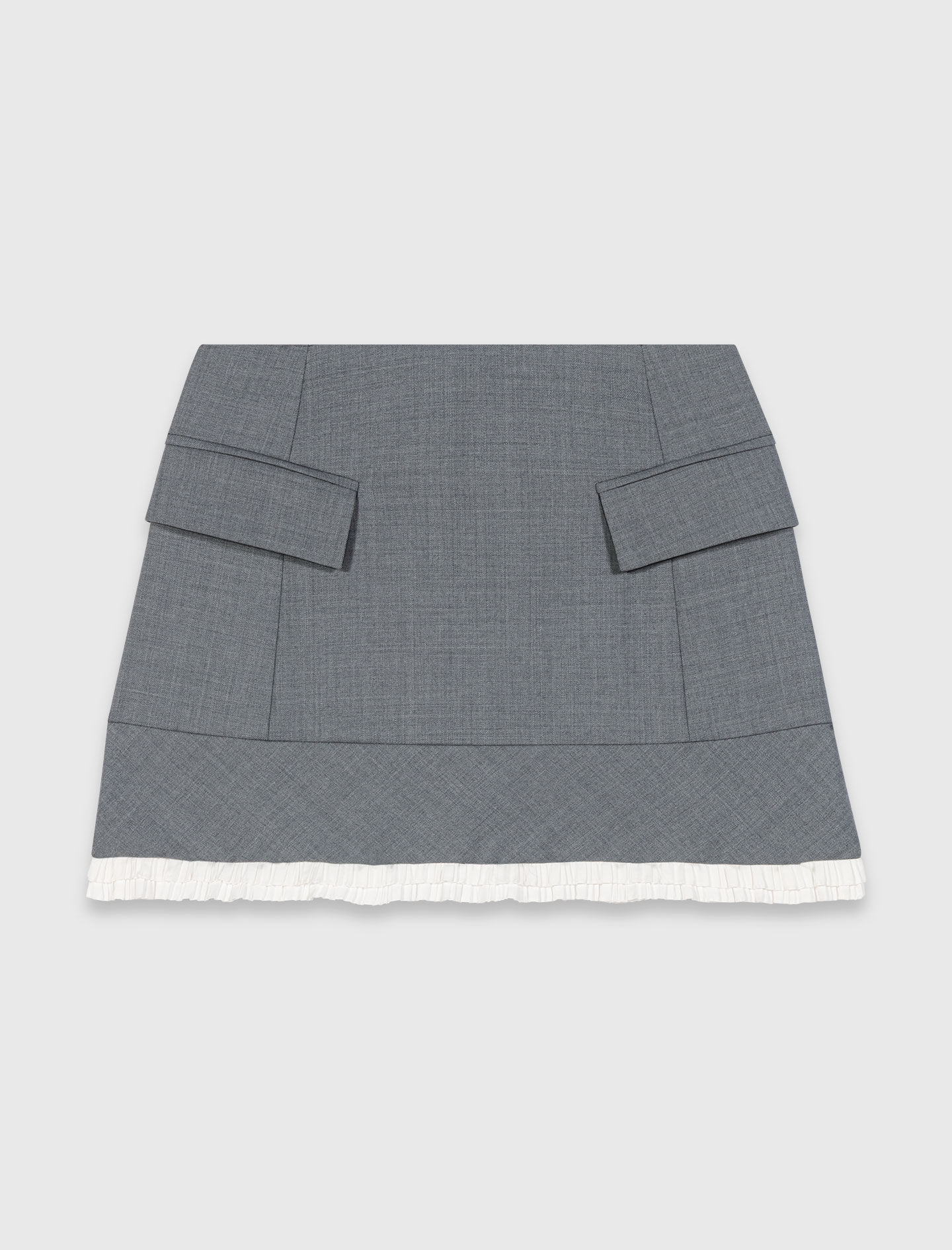 A-line poplin skirt with ruffle Black / Gray For Women | Maje