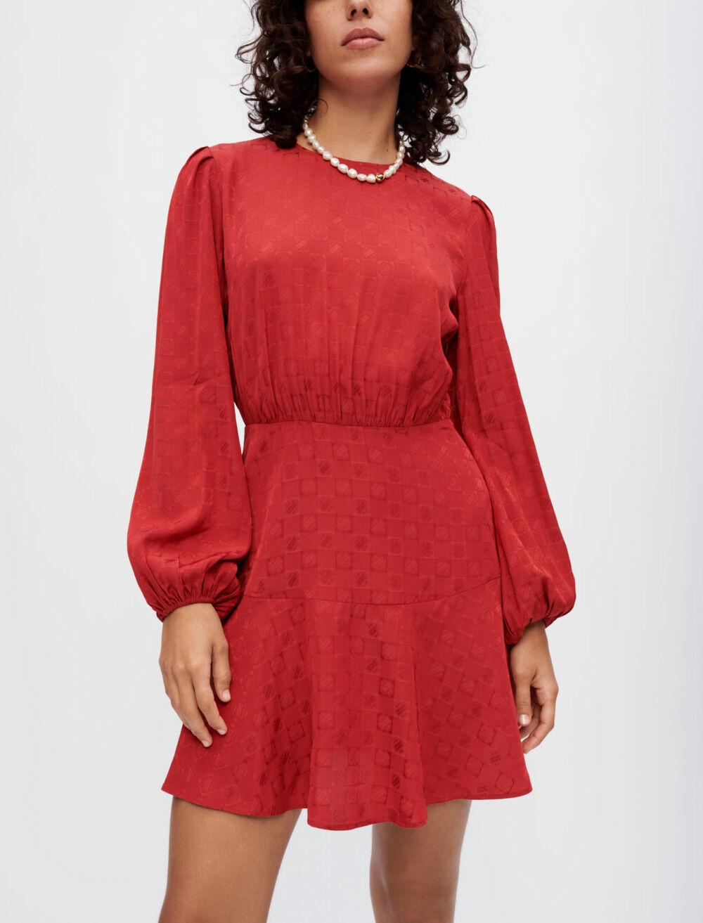 Clover Maje viscose jacquard dress Red For Women Maje