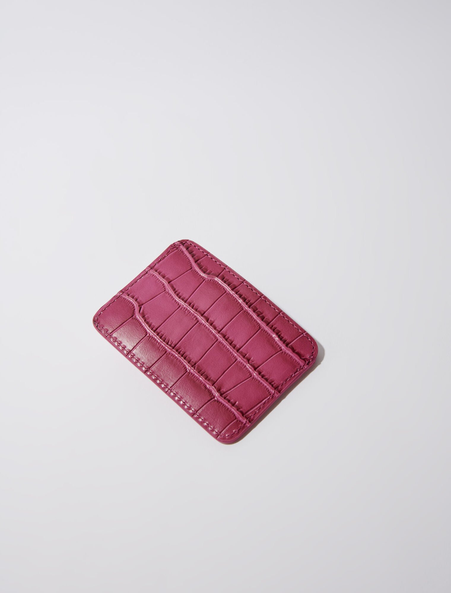 Mock croc embossed leather card case