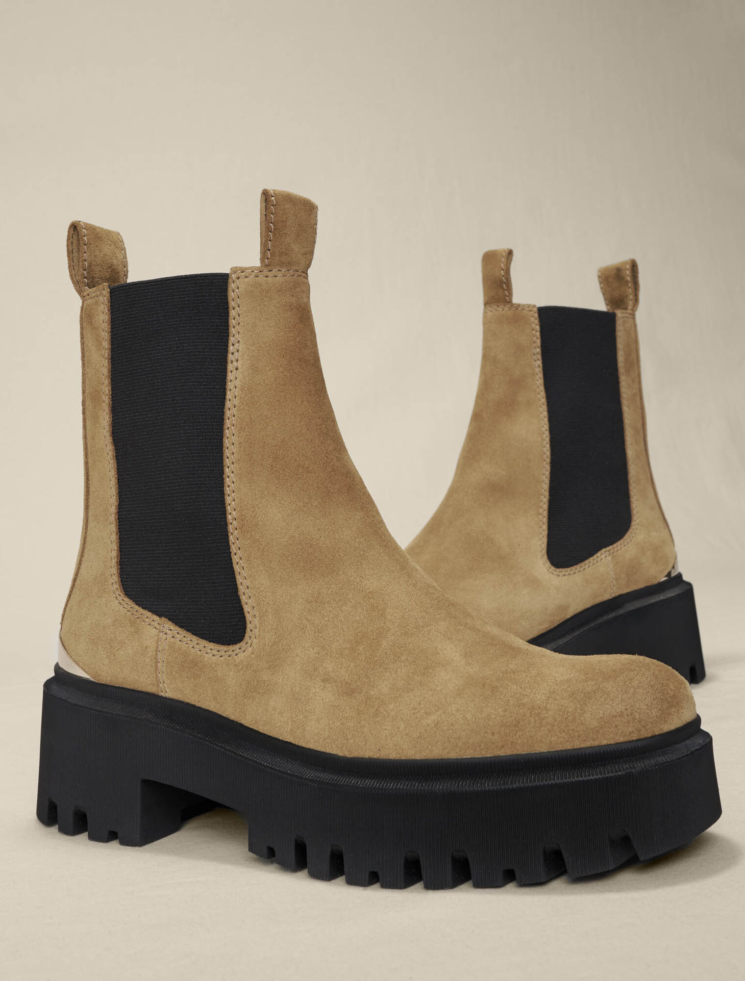 Leather platform ankle boots