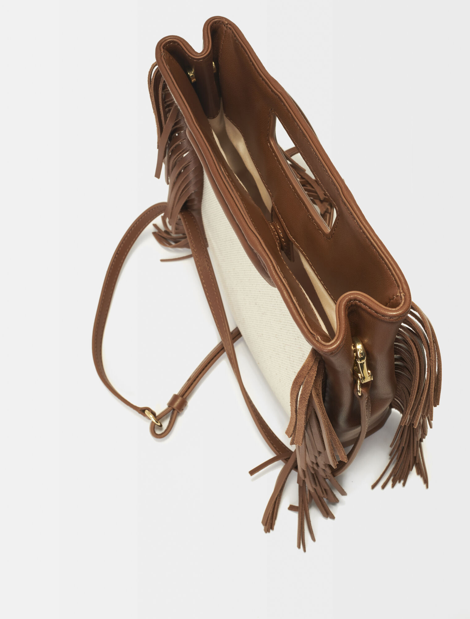 Leather and material mix M bag