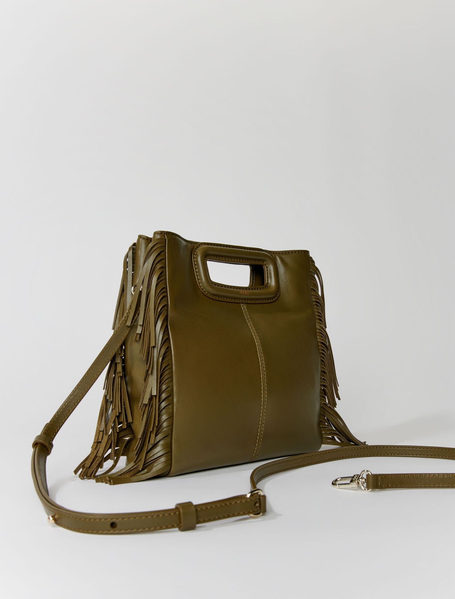 Smooth leather M bag with fringing