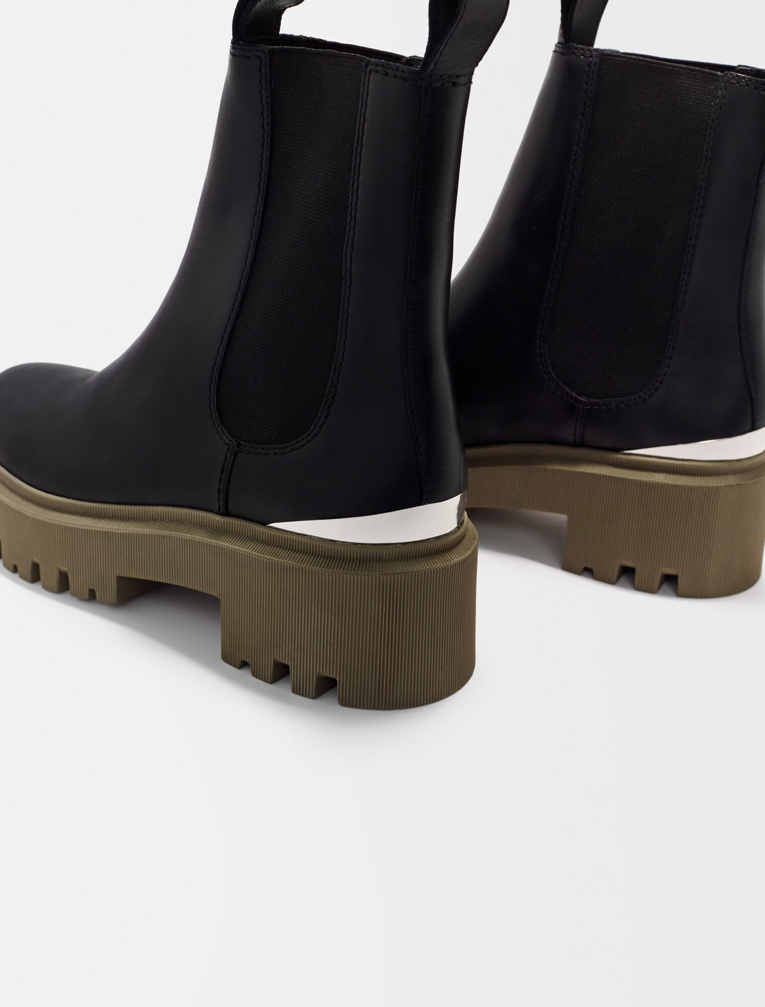 Chelsea boots with khaki platform sole