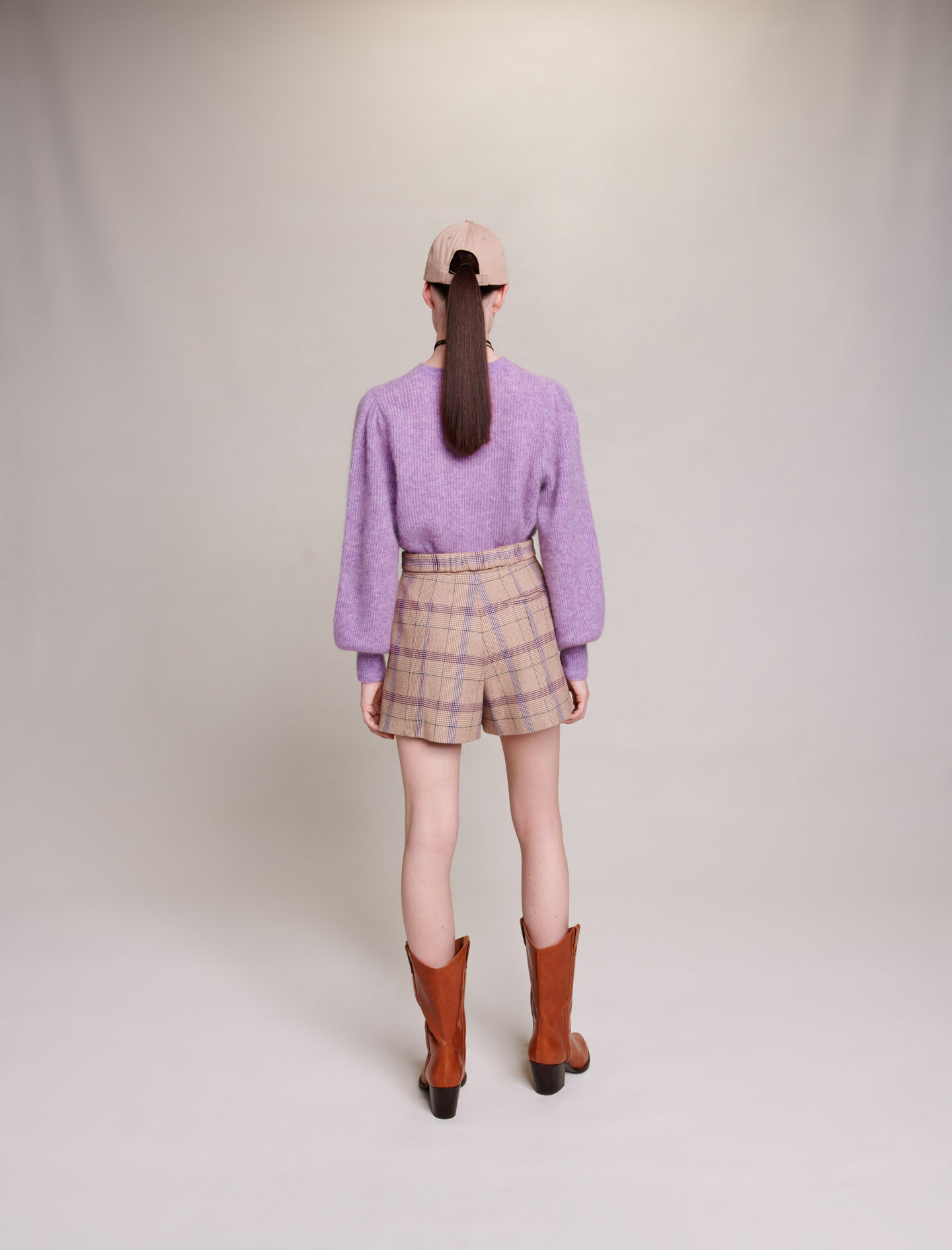 MAJE 売れ筋商品|||マージュ ニット&セーター アウター レディース Sweaters Purple Cropped glitter knit cardigan Purple For Women | Maje