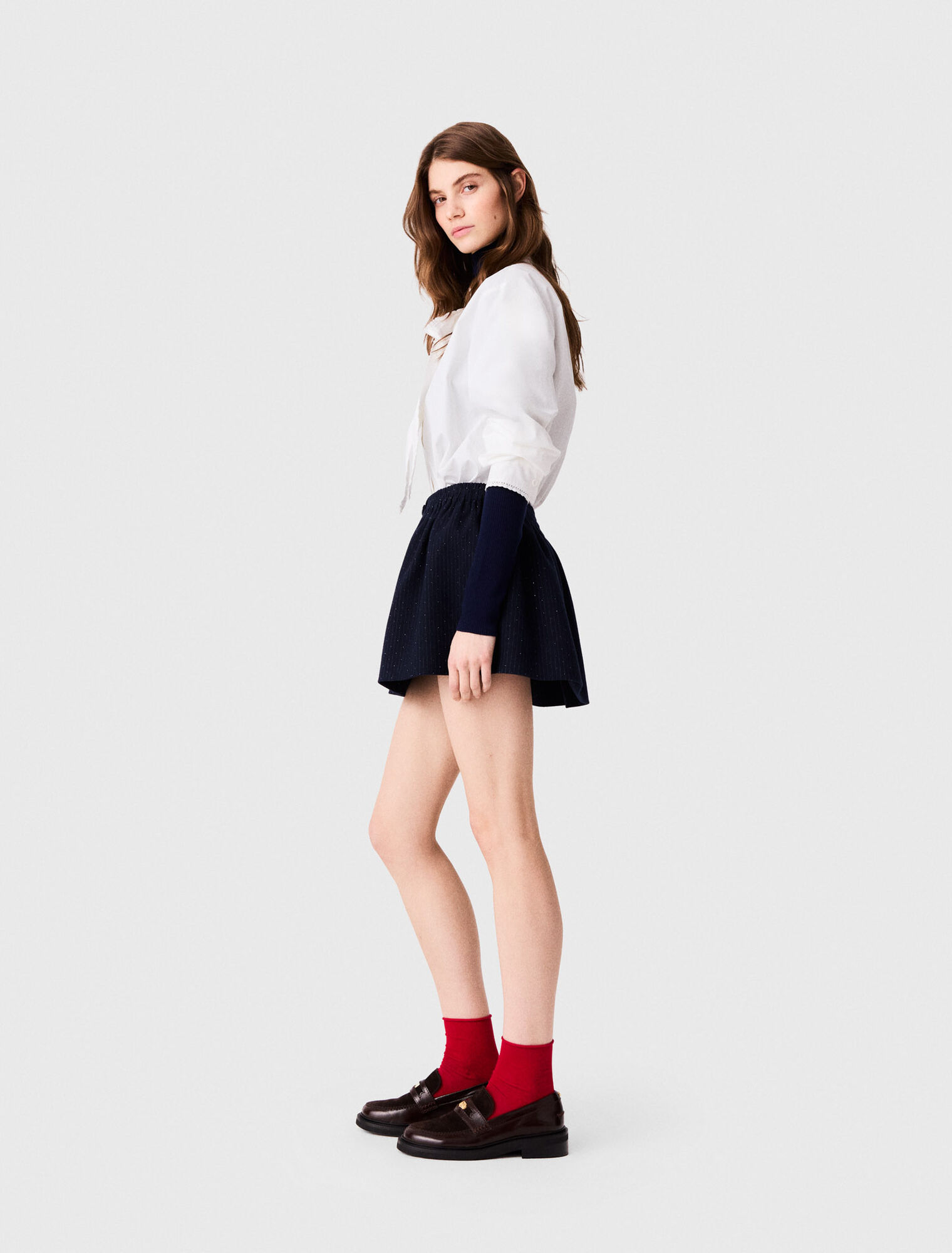 Short tailored rhinestone skirt