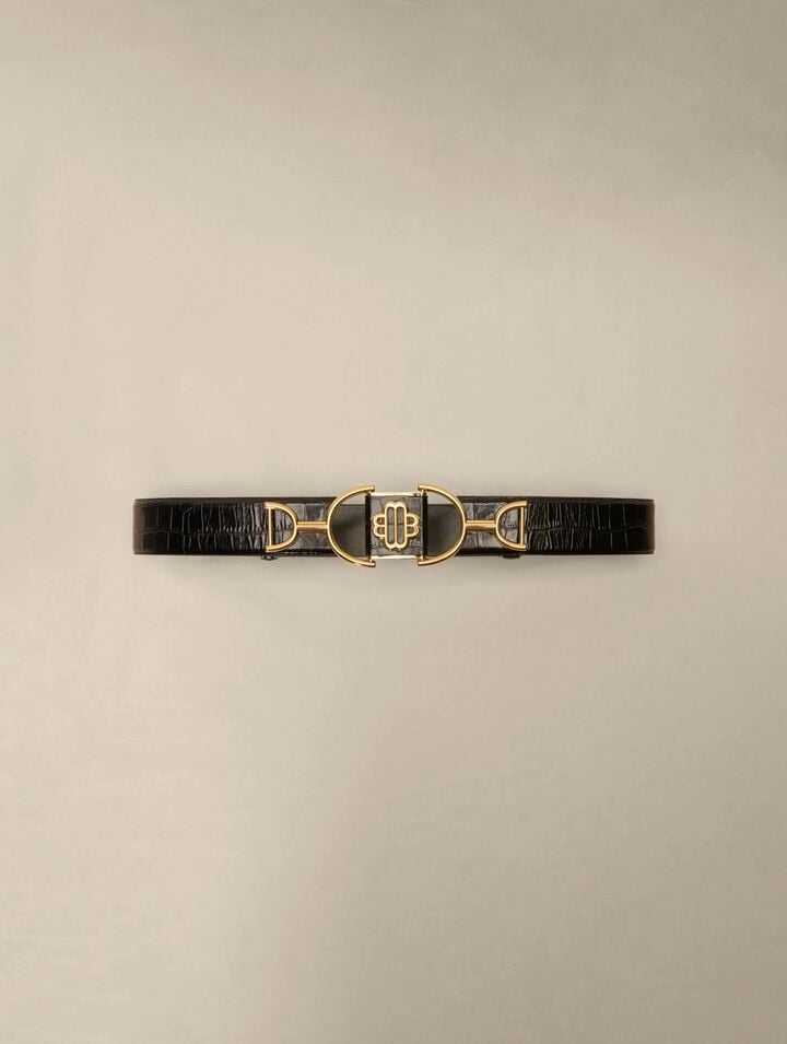 Wide smooth leather belt