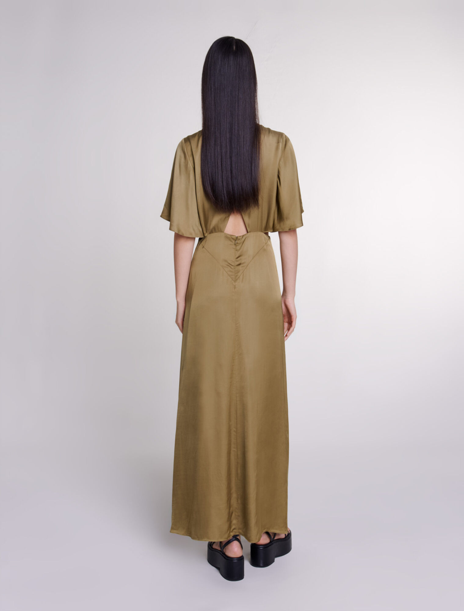 Openwork satin-effect maxi dress