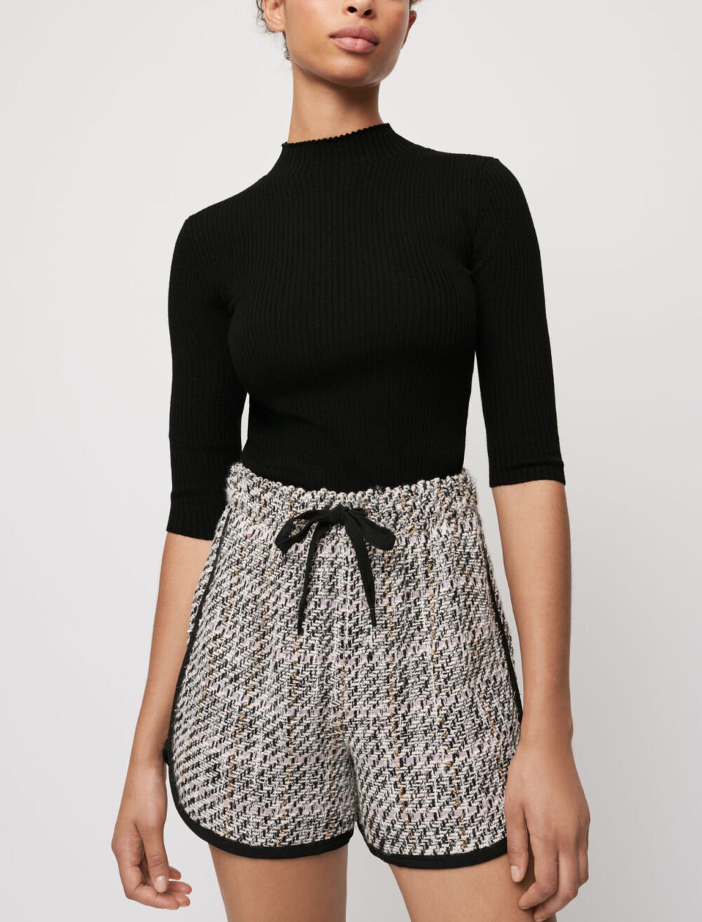 Contrast tweed shorts