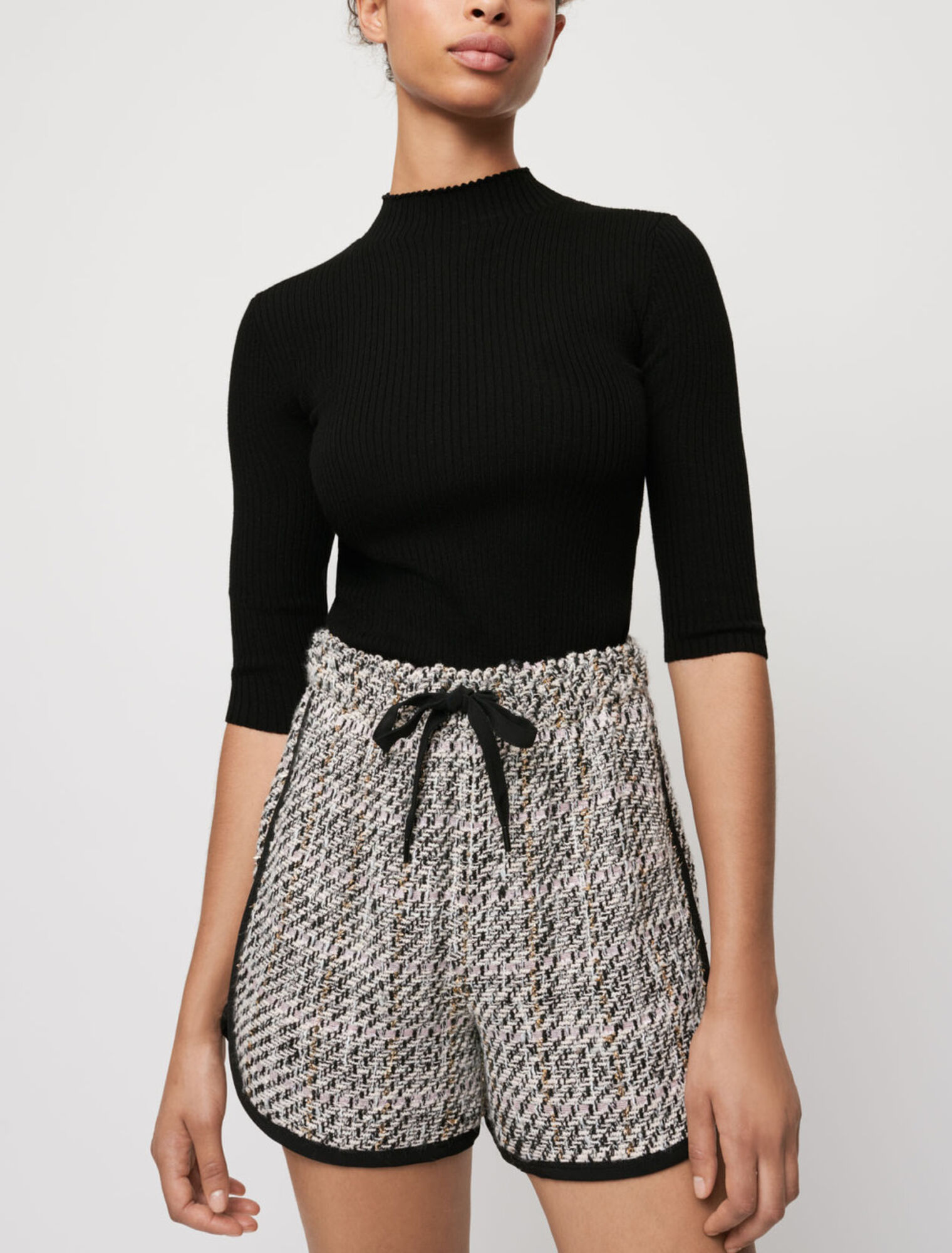 Contrast tweed shorts