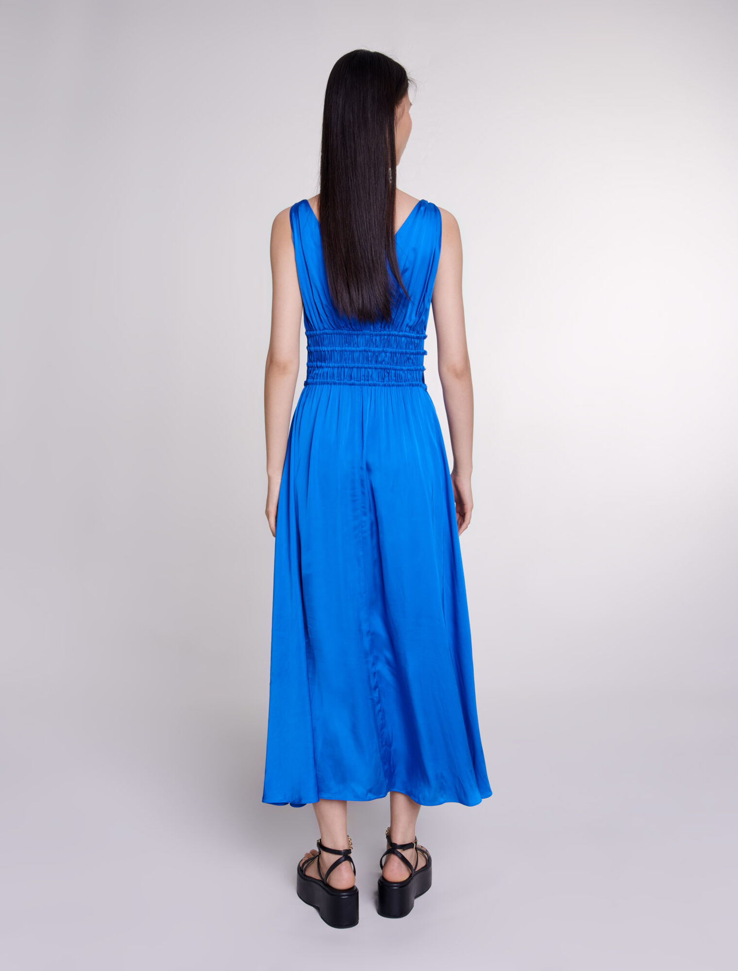 Openwork satin-effect dress