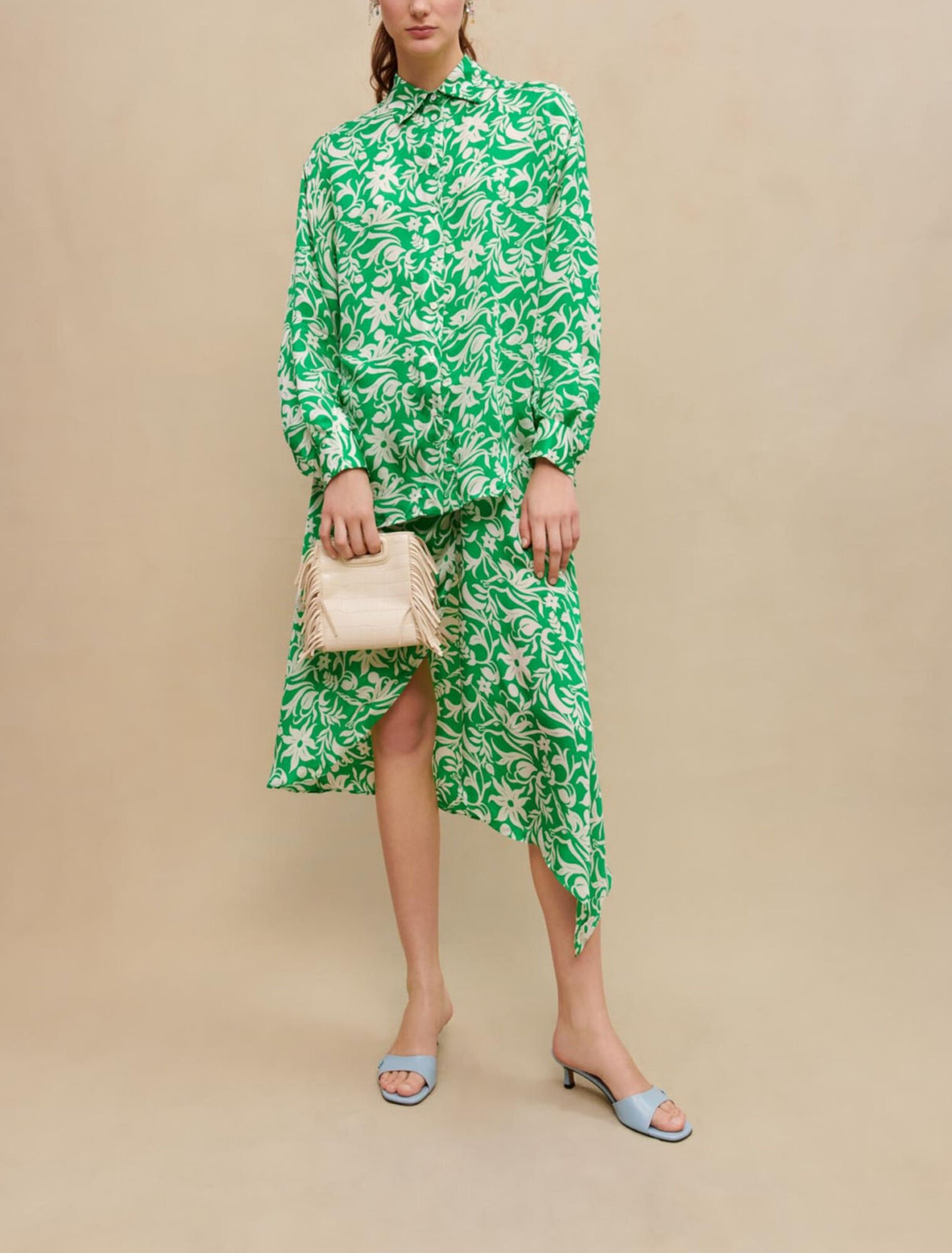 Printed satiny shirt
