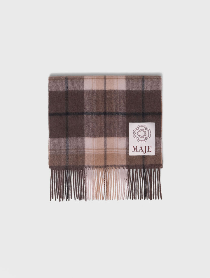 Wool check scarf